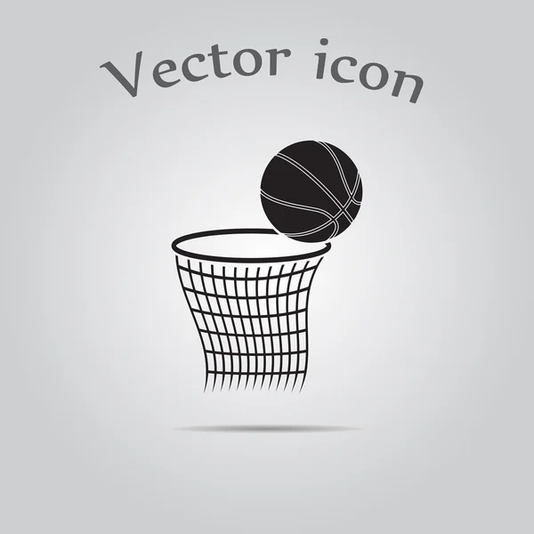 Мяч и сетка для баскетбольных игр. Икона спорта — стоковый вектор
