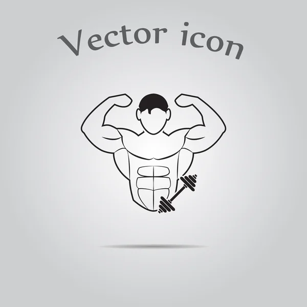 Musculador e ícone de esporte Dumbbell — Vetor de Stock