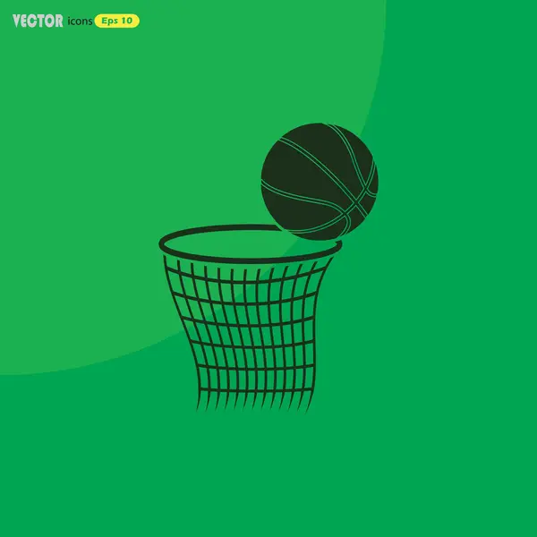 Bola y red para juegos de baloncesto. Icono del deporte — Vector de stock