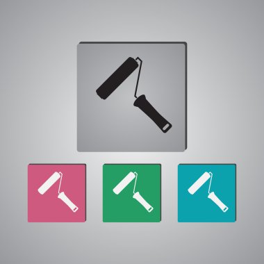 Boya silindiri simgesi. Dekorasyon ve boya, onarım sembolü. 