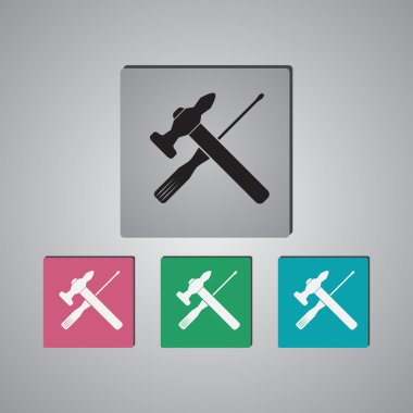 vektör çekiç ve tornavida simgesi