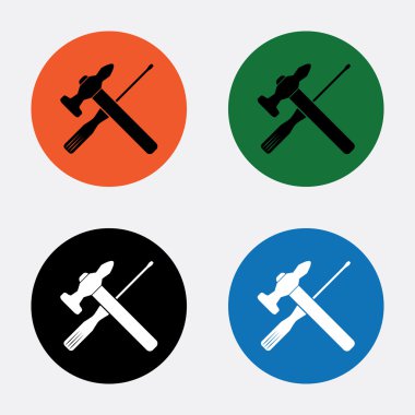 vektör çekiç ve tornavida simgesi