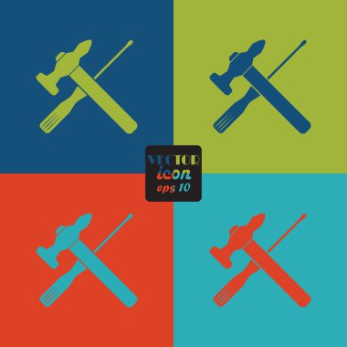 vektör çekiç ve tornavida simgesi