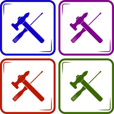 vektör çekiç ve tornavida simgesi