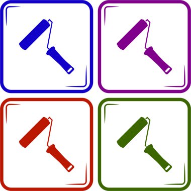 Boya silindiri simgesi. Dekorasyon ve boya, onarım sembolü. 