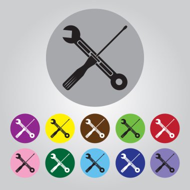 Somun anahtarı ve tornavida simgesi