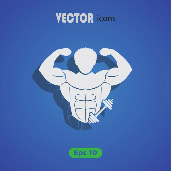 Musculador e ícone de esporte Dumbbell — Vetor de Stock