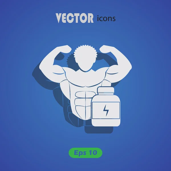 Culturista y Nutrición deportiva. icono del deporte — Vector de stock