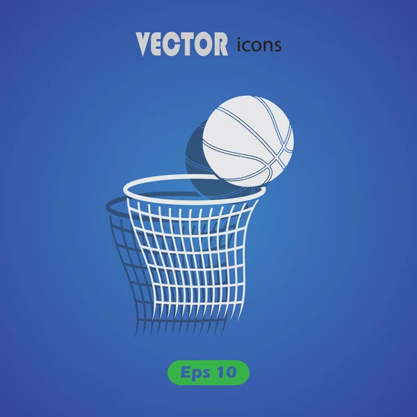 Bola e rede para jogos de basquete. ícone do esporte — Vetor de Stock