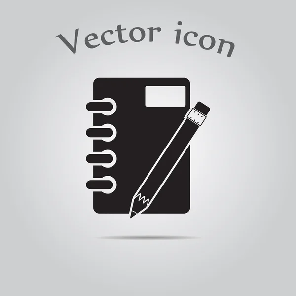 Cuaderno y lápiz icono — Vector de stock