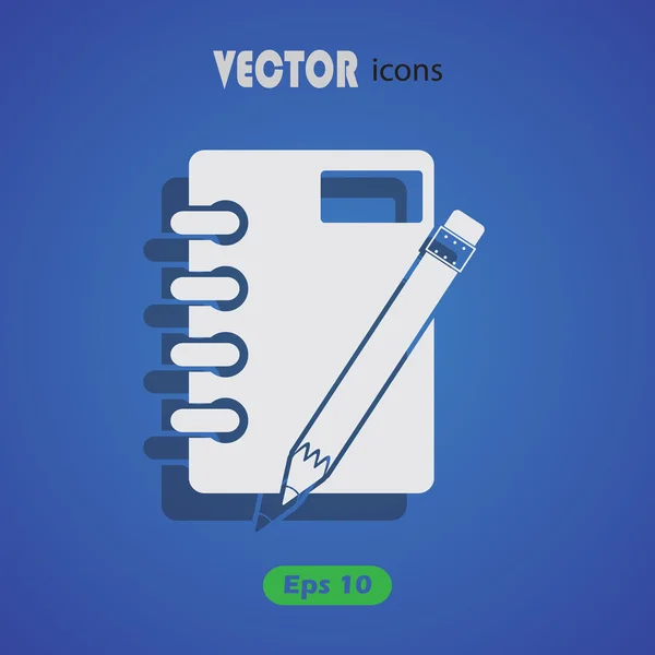 Cuaderno y lápiz icono — Vector de stock