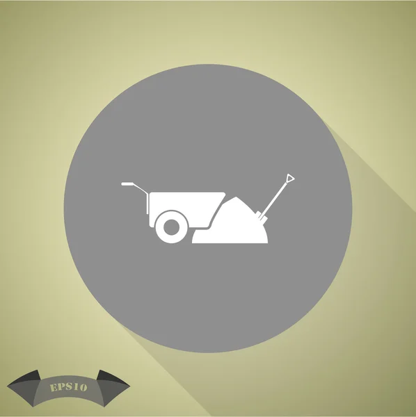 Κατασκευή wheelbarrow με άμμο και εικονίδια διάνυσμα φτυάρι — Διανυσματικό Αρχείο