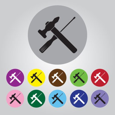 vektör çekiç ve tornavida simgesi