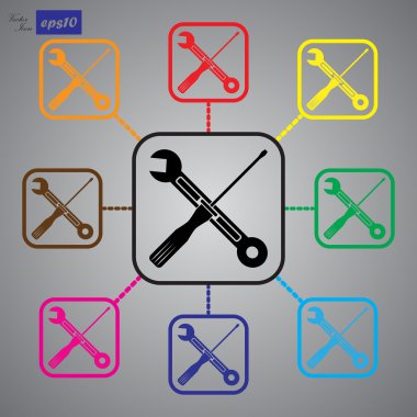 Somun anahtarı ve tornavida simgesi