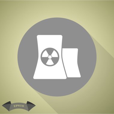 Atomik güç istasyonu boru üzerinde radyasyon işareti olan simgesi