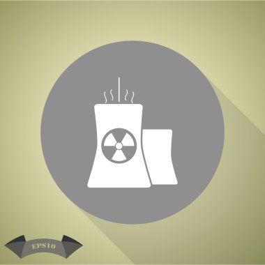 Atomik güç istasyonu boru üzerinde radyasyon işareti olan simgesi