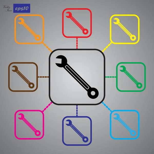 Ícone de chave inglesa / ícone de chave — Vetor de Stock