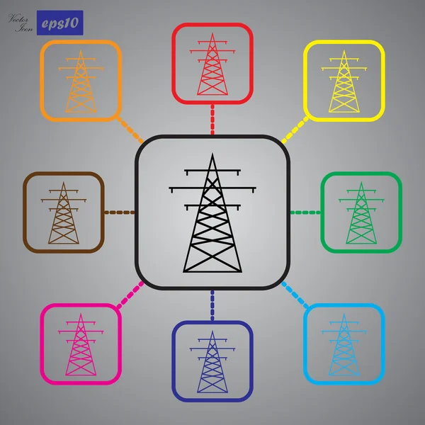 Высоковольтный проволочный столб. Векторная иллюстрация . — стоковый вектор
