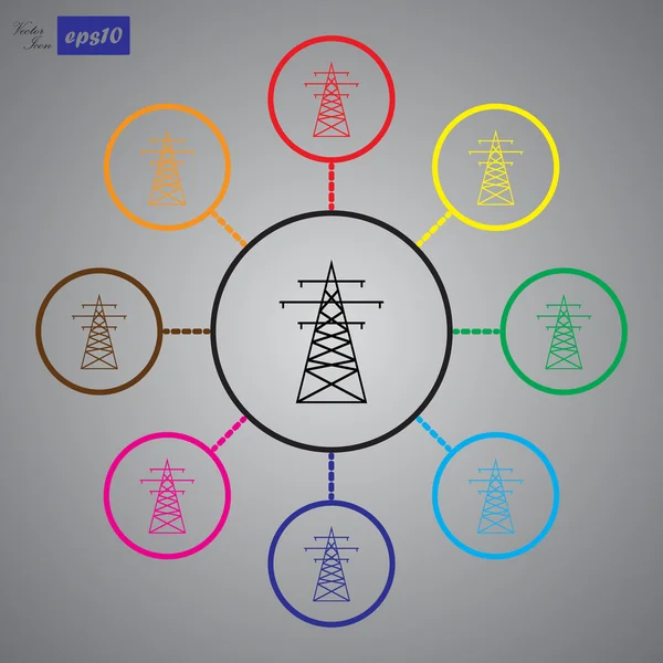 Высоковольтный проволочный столб. Векторная иллюстрация . — стоковый вектор