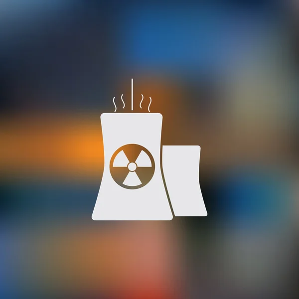 Ikona elektrowni atomowej znakiem promieniowania na rury — Wektor stockowy