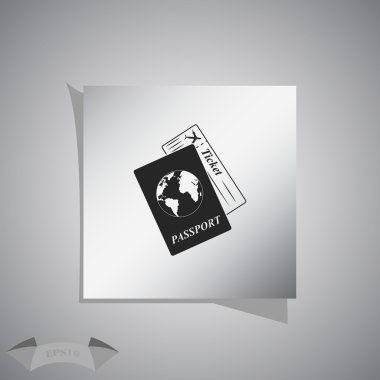 Pasaport ve boş bilet uçak simgesi.