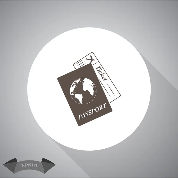 Διαβατήριο και εισιτήριο κενό εικονίδιο αεροπλάνο. — Διανυσματικό Αρχείο