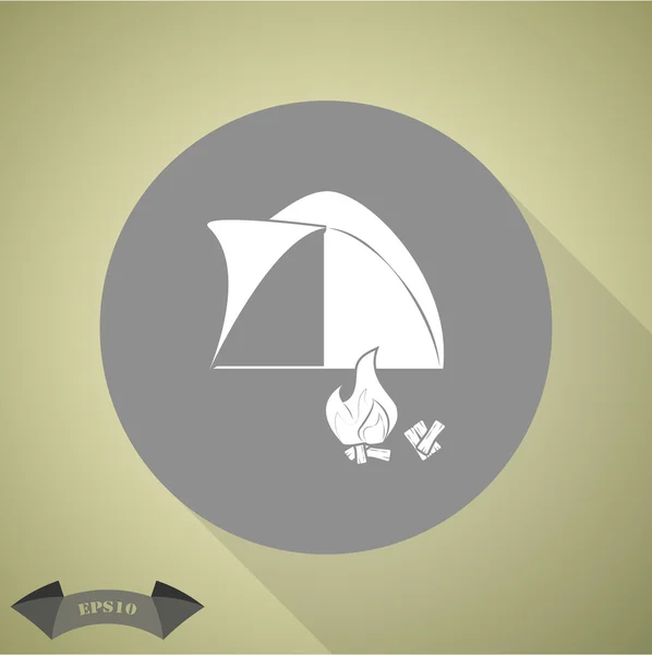 Namiot z ogniska wektor ikona — Wektor stockowy