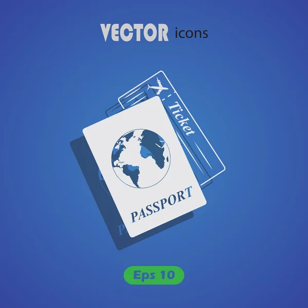 Passport and blank ticket plane icon. — Stock Vector