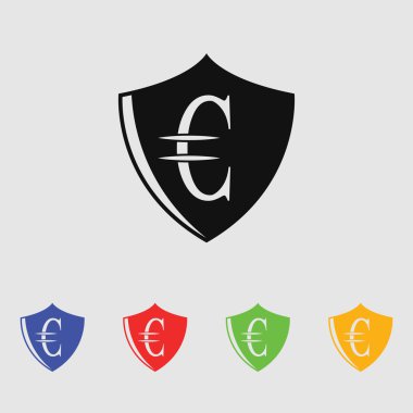 Euro koruma vektör simgesi.