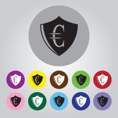 Euro koruma vektör simgesi.