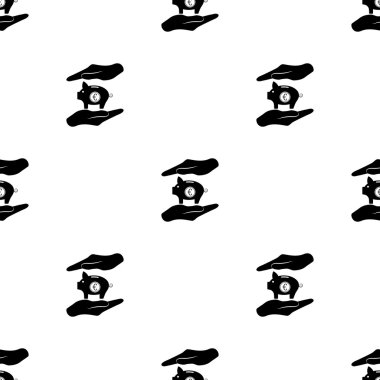 İki eli Euro kumbara korumak simge vektör