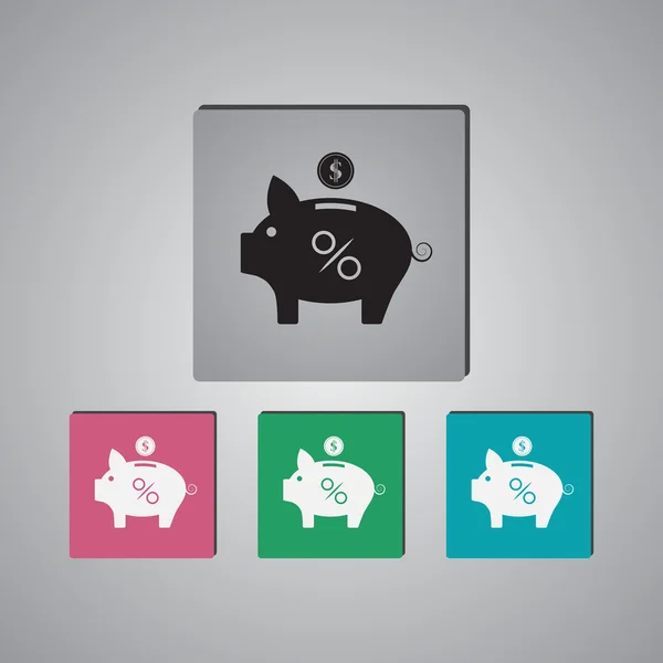 Wektor procent pieniędzy piggy bank ikona — Wektor stockowy