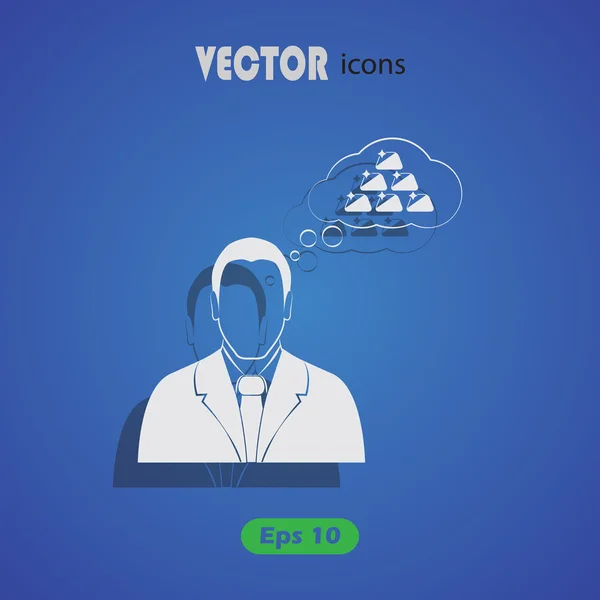 Hombre de negocios pensando. Icono del vector — Archivo Imágenes Vectoriales