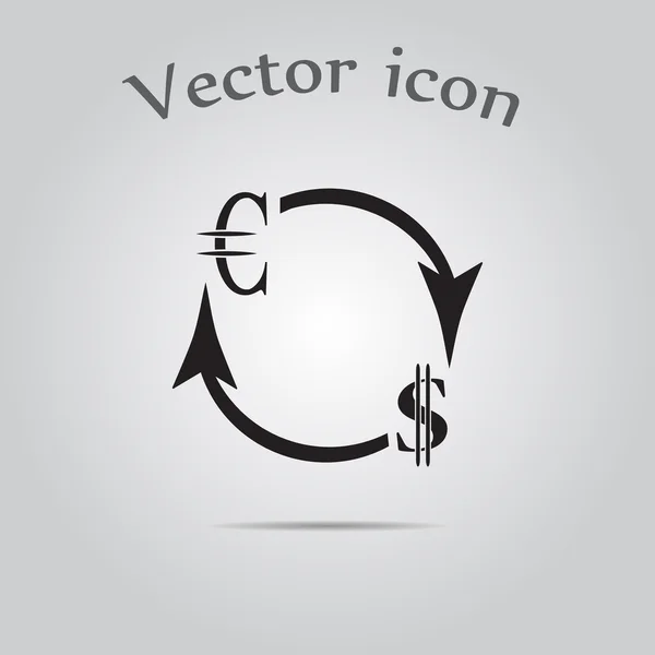 Icono de conversión de dinero. Dólar del euro — Vector de stock