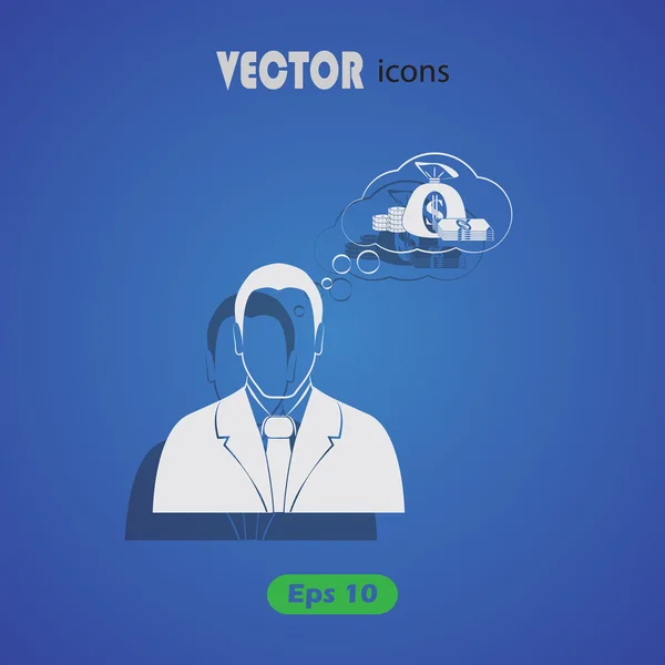 Hombre de negocios pensando. Icono del vector — Vector de stock