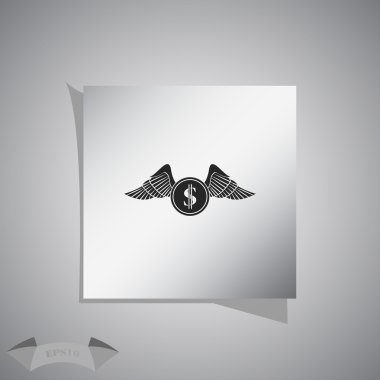 Madeni para Doları kanatları simge vektör ile