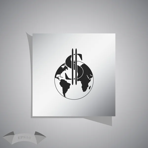Symbol waluty dolar z świata glob ikona — Wektor stockowy