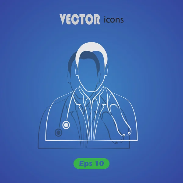 Arzt mit Stethoskop-Ikone — Stockvektor