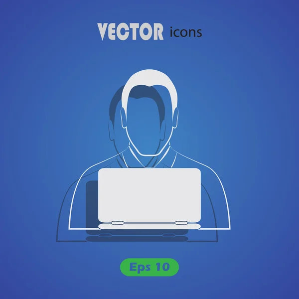 Personas con icono de la computadora — Vector de stock