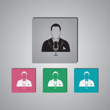 Mikrofon vektör simgesi olan adam 