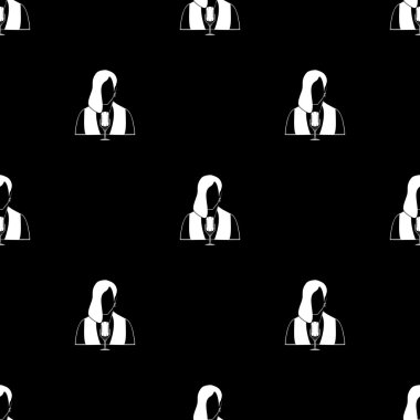 Mikrofon vektör simgesi olan kadın 