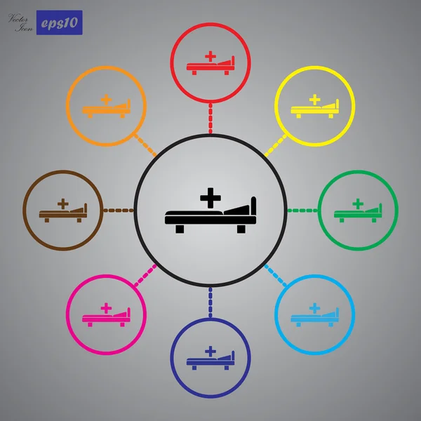 Nemocniční lůžko a ikonu křížku — Stockový vektor