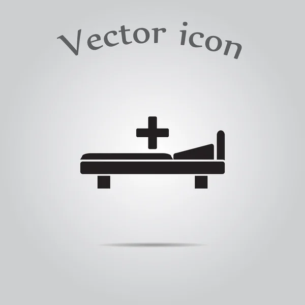 Lit d'hôpital et icône croix — Image vectorielle