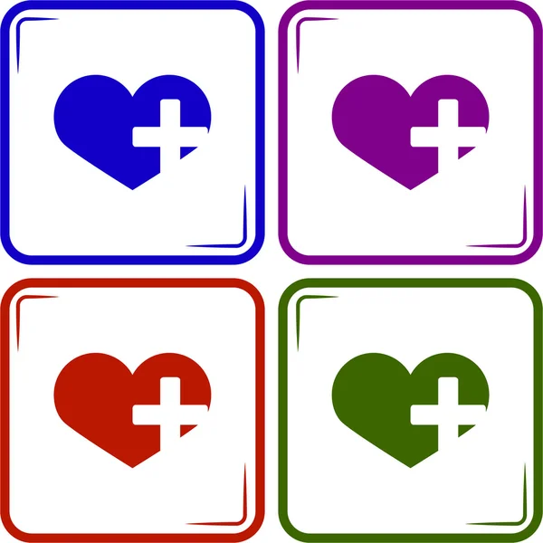 Corazón cruz icono — Vector de stock