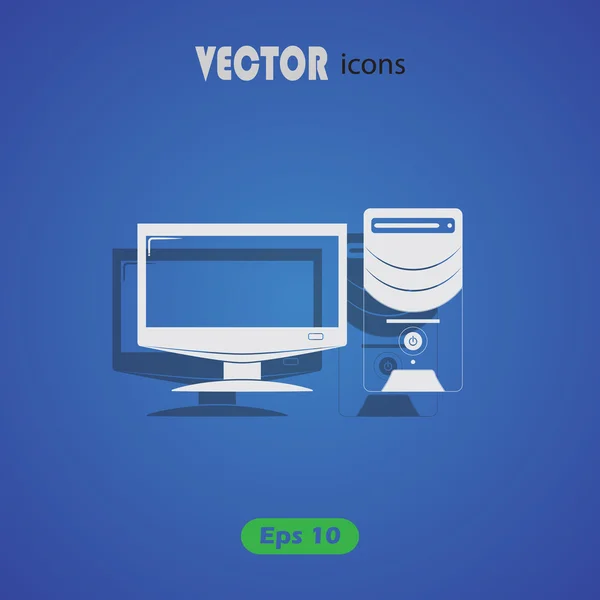 Icono plano del ordenador — Vector de stock