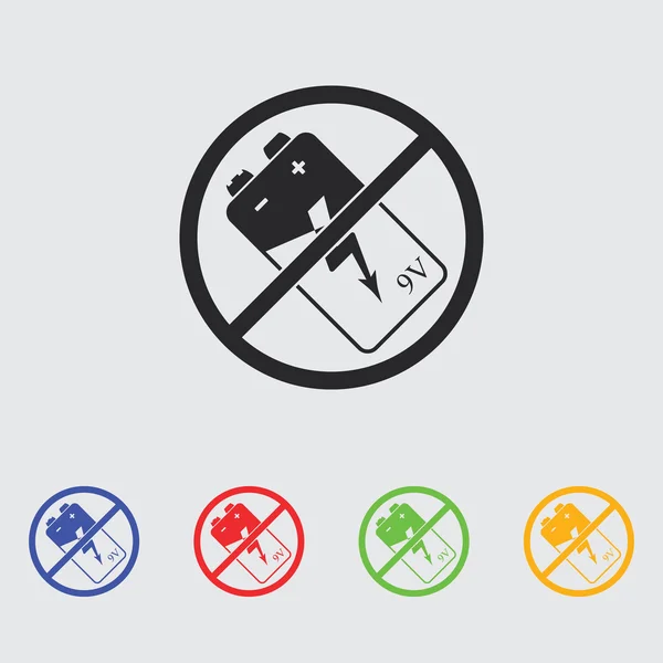 Prohibición icono del vector de batería . — Vector de stock