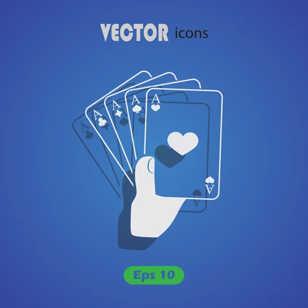 Jouer aux cartes à la main. Icône vectorielle — Image vectorielle