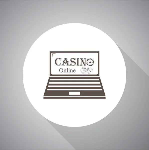 Online-Casino. Würfel auf einem Laptop-Monitor. flache Bauweise. — Stockvektor