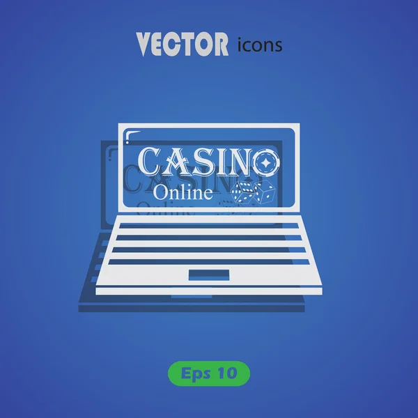 On-line casino. dice on a laptop monitor. Flat design. — Stock Vector