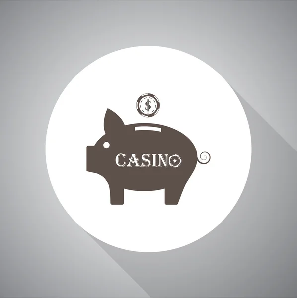 Casino Sparschwein mit einem Chip-Vektor-Symbol — Stockvektor